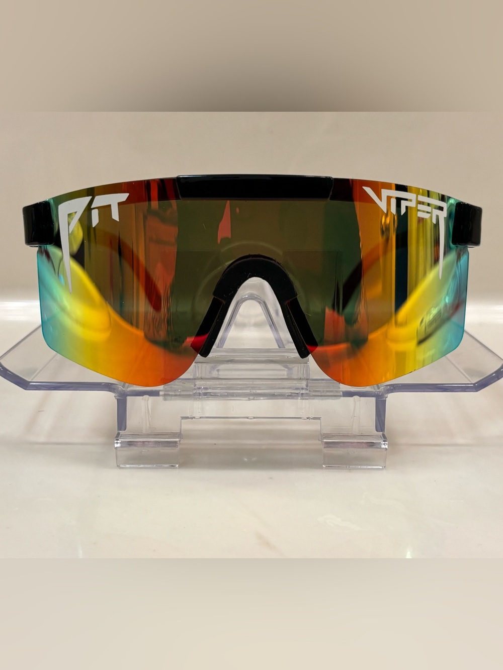 Mirrored Orange Sports Visor Goggles with Ventilated Nose Bridge